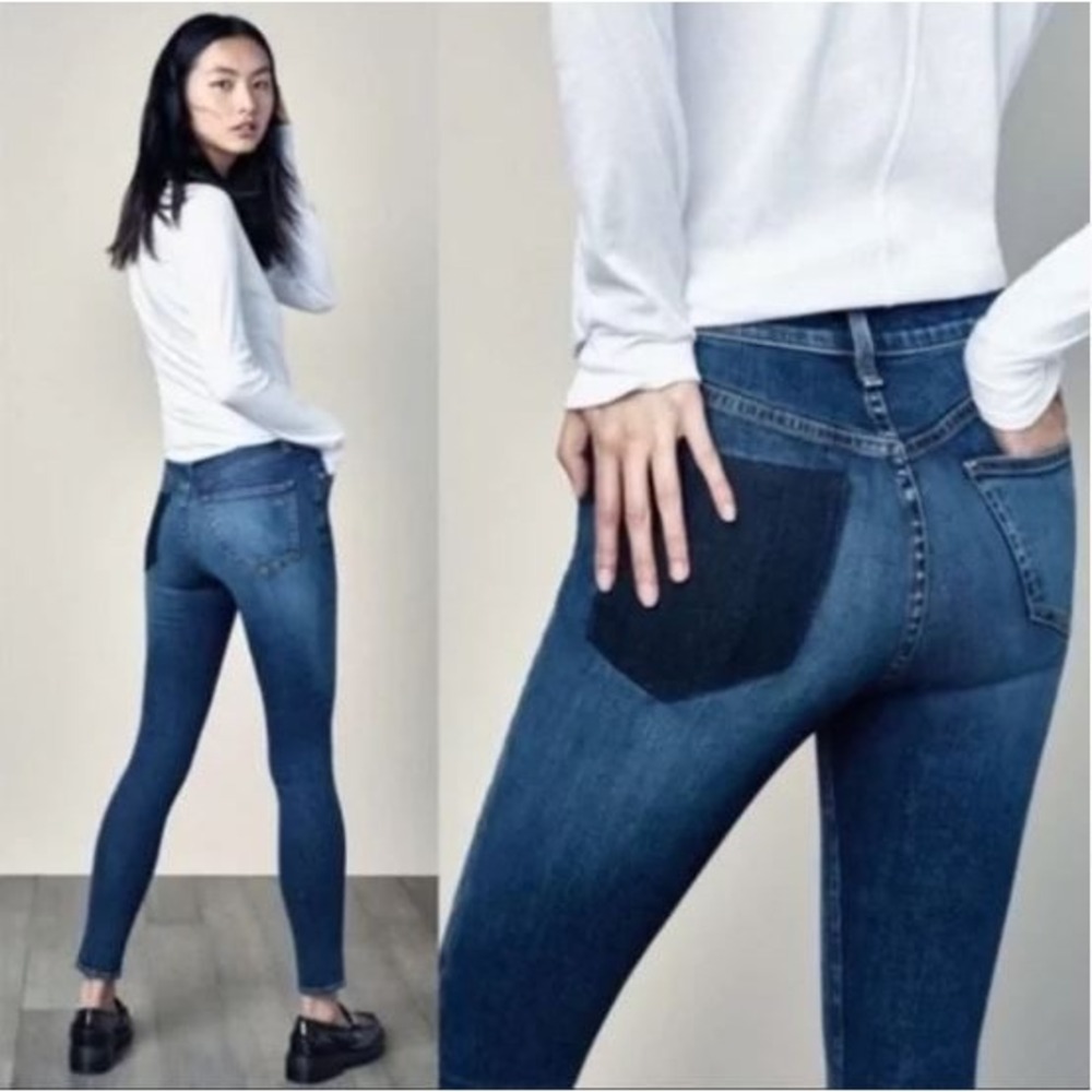Rag & Bone High Waisted‎ Eddy Dive Crop Ankle Skinny Jeans 25 One Pocket